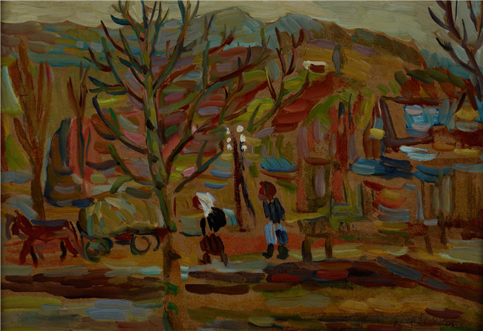 亚历山大·萨萨·布朗德 （Aleksander Sasza Blonder，波兰画家）作品-在乡间小路上 (1937)