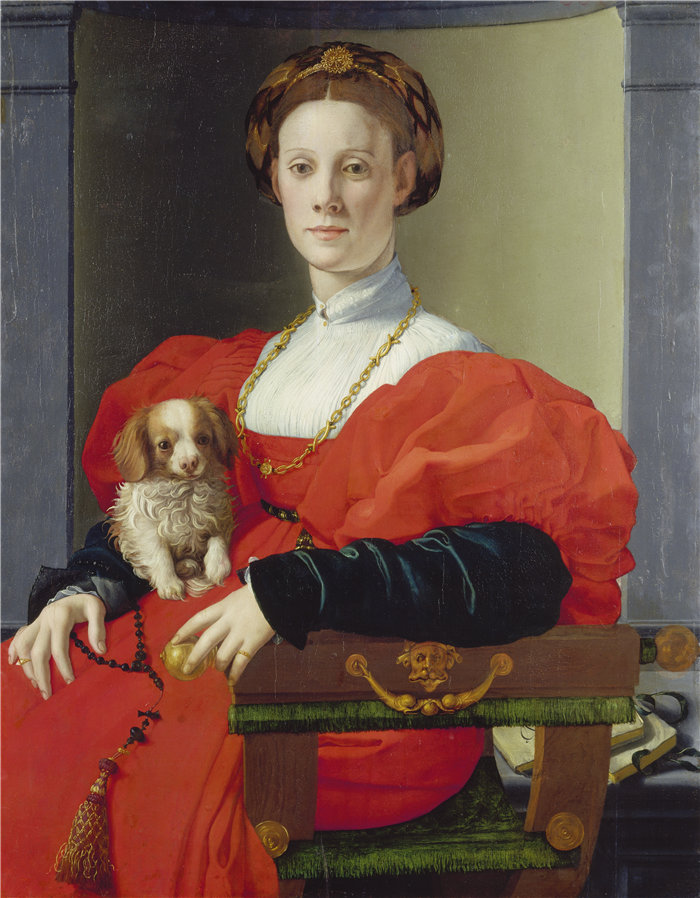阿格诺洛·布龙齐诺（Agnolo Bronzino，意大利画家）作品-红衣女士肖像 (Francesca Salviati)（约 1533 年）