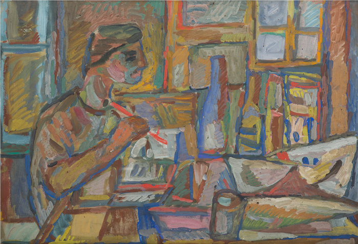 亚历山大·萨萨·布朗德 （Aleksander Sasza Blonder，波兰画家）作品-画室中的画家（1936）