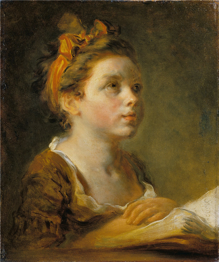 让·奥诺雷·弗拉戈纳尔（Jean Honoré Fragonard，法国画家）作品 –读书的女孩（约 1770 - 1780）