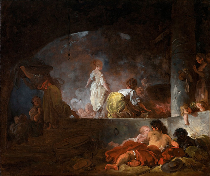 让·奥诺雷·弗拉戈纳尔(Jean Honoré Fragonard,法国画家)作品 –洗衣店 (c.1756–61)