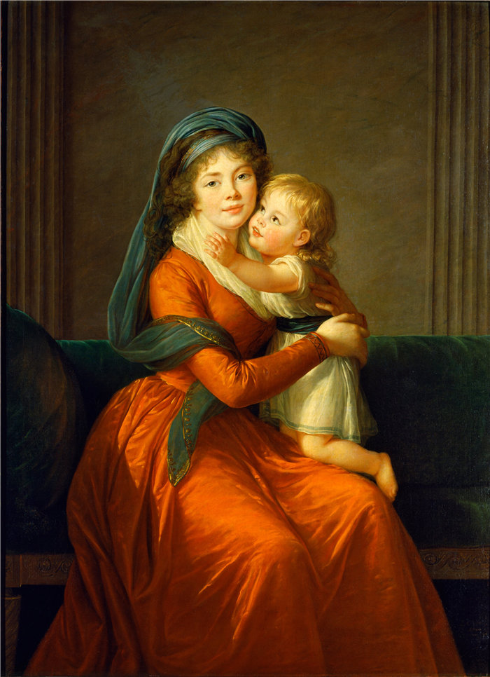 伊莉莎白·维杰·勒布伦（Louise Élisabeth Vigée Le Brun，法国画家 ）作品--亚历山德拉 Golitsyna 公主和她的儿子 Piotr 的肖像