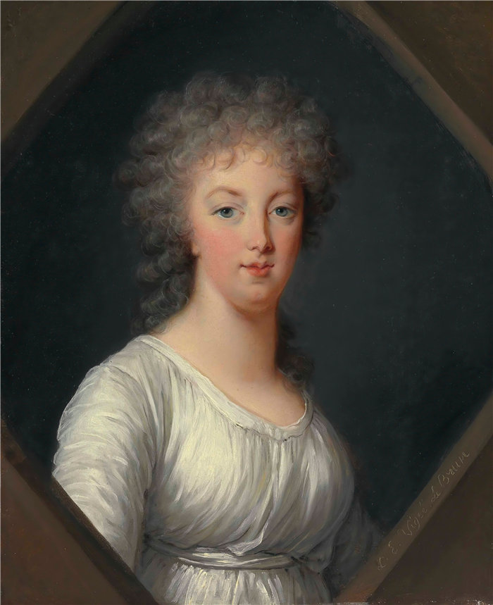伊莉莎白·维杰·勒布伦（Louise Élisabeth Vigée Le Brun，法国画家 ）作品--玛丽·安托瓦内特 (1755-1793) 的肖像 (1800)