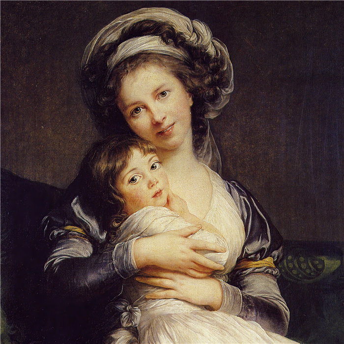 伊莉莎白·维杰·勒布伦（Louise Élisabeth Vigée Le Brun，法国画家 ）作品--与女儿朱莉（Jeanne Julie Louise）的自画像（1786）
