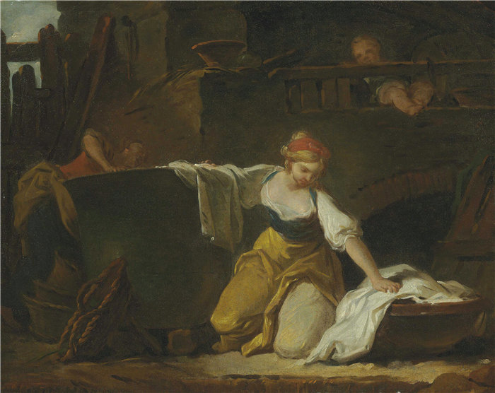 让·奥诺雷·弗拉戈纳尔（Jean Honoré Fragonard，法国画家）作品 –年轻的洗衣妇