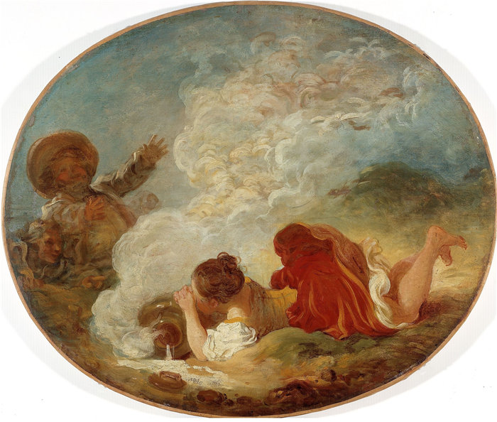 让·奥诺雷·弗拉戈纳尔（Jean Honoré Fragonard，法国画家）作品 –佩雷特和牛奶罐（1770）