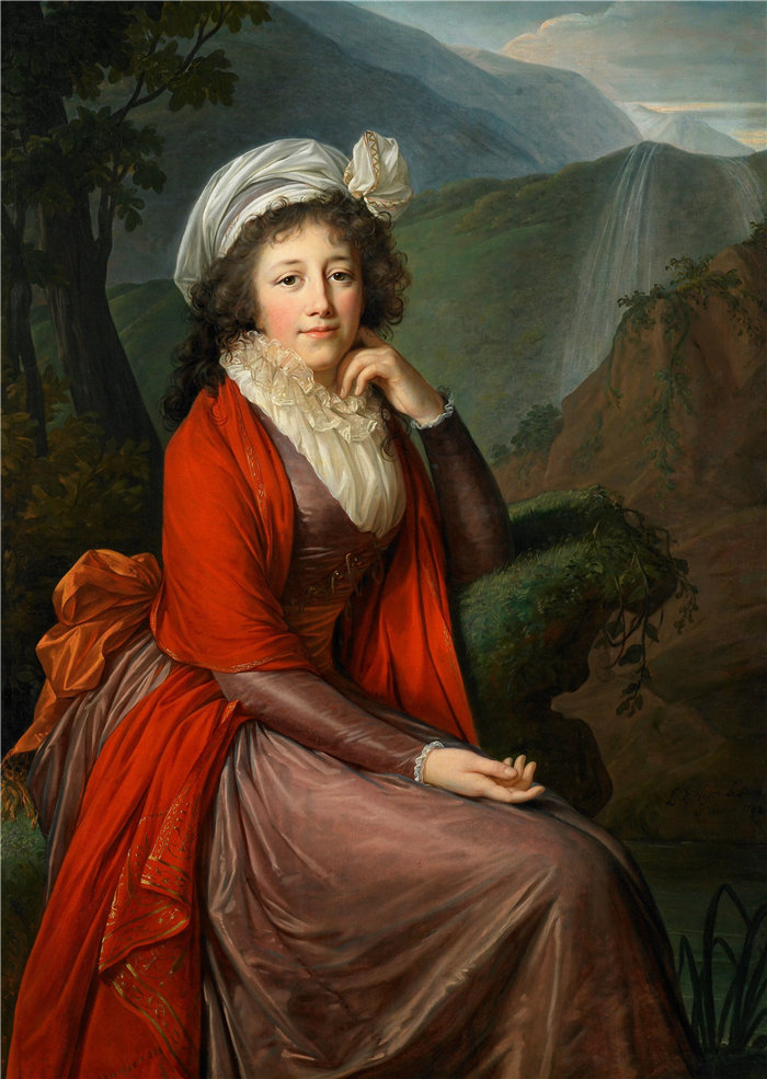 伊莉莎白·维杰·勒布伦（Louise Élisabeth Vigée Le Brun，法国画家 ）作品--伯爵夫人玛丽亚·特蕾西亚·布奎伊 (Maria Theresia Bucquoi) 的肖像，原