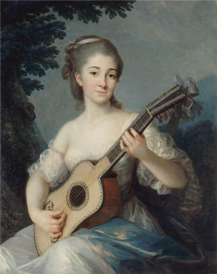 伊莉莎白·维杰·勒布伦（Louise Élisabeth Vigée Le Brun，法国画家 ）作品--玛丽-路易丝-阿德莱德-罗比安子爵的肖像（1774 年）
