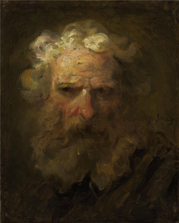 让·奥诺雷·弗拉戈纳尔（Jean Honoré Fragonard，法国画家）作品 –一个老人的头