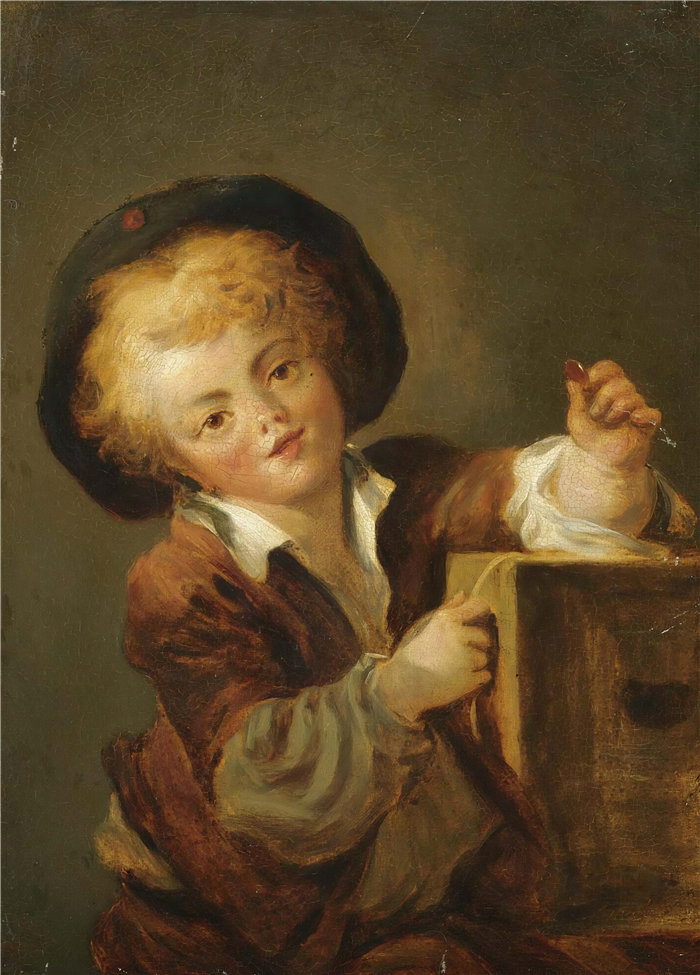 让·奥诺雷·弗拉戈纳尔(Jean Honoré Fragonard,法国画家)作品 –一个好奇的小男孩