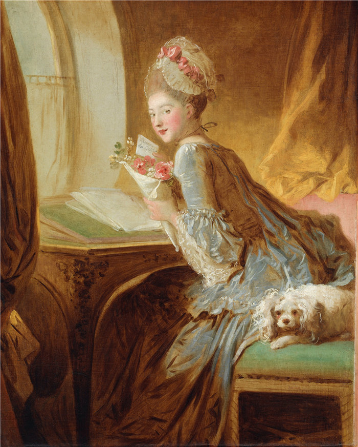 让·奥诺雷·弗拉戈纳尔(Jean Honoré Fragonard,法国画家)作品 –情书(1770 年代初)