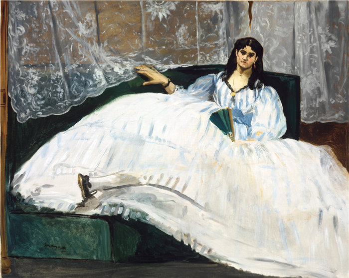 马奈《躺着的波德莱尔的情妇》 马奈油画作品-法国