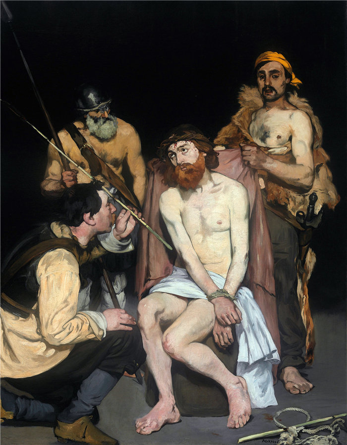 爱德华·马奈（Édouard Manet，法国画家）作品 –耶稣被士兵嘲笑 (1865)