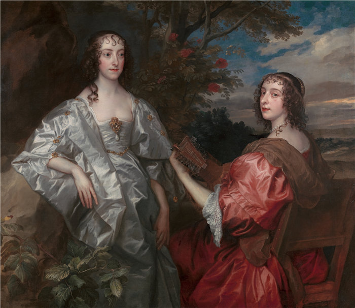 安东尼·范·戴克(Anthony van Dyck,比利时画家)作品-切斯特菲尔德伯爵夫人凯瑟琳和亨廷顿伯爵夫人露西(1636 年至 1640 年)