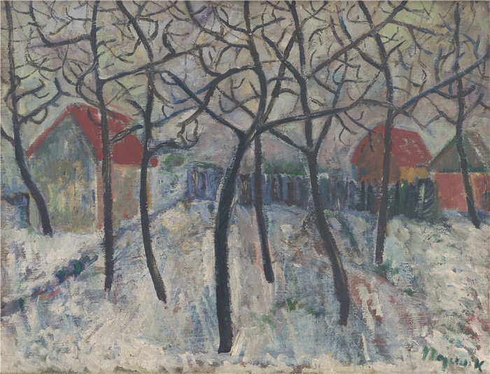 马杰尔尼克 （Majerník，斯洛伐克画家）作品-花园里的树（1933）