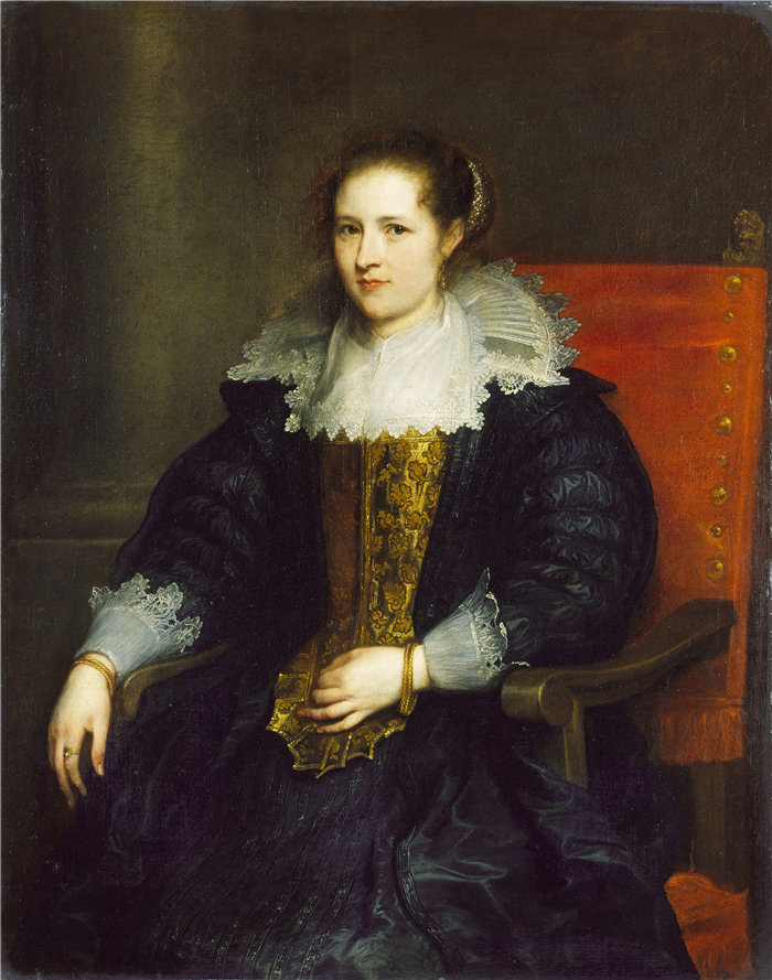 安东尼·范·戴克（Anthony van Dyck，比利时画家）作品-伊莎贝拉·瓦尔贝克（Isabella Waerbeke）的肖像（约 1628 年）