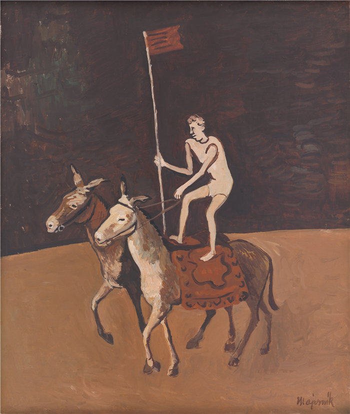 马杰尔尼克 （Majerník，斯洛伐克画家）作品-马戏团的马戏表演者 (1940)