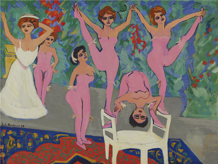 恩斯特·路德维希·基希纳（Ernst Ludwig Kirchner，德国画家）作品-Variétéparade（综艺节目）（1908 年）