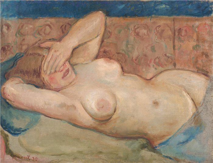 马杰尔尼克 （Majerník，斯洛伐克画家）作品-斜倚裸体（害羞）（1930）