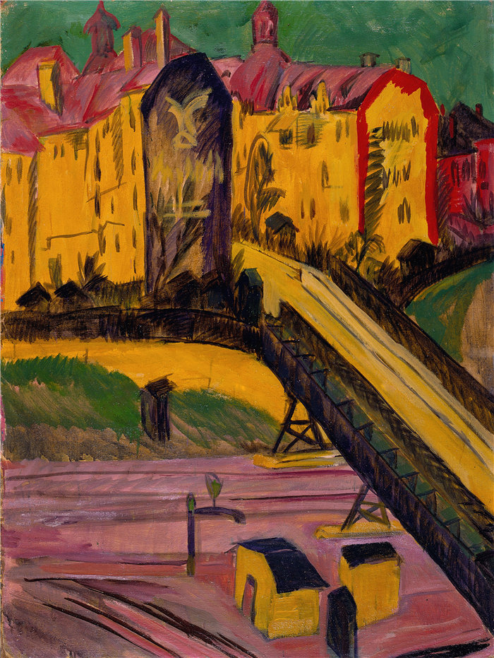 恩斯特·路德维希·基希纳（Ernst Ludwig Kirchner，德国画家）作品-从窗外看 (1914)