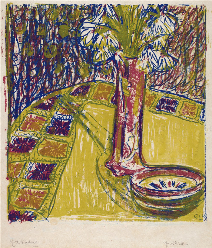 恩斯特·路德维希·基希纳(Ernst Ludwig Kirchner,德国画家)作品-静物 (1907)