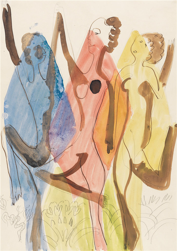 恩斯特·路德维希·基希纳（Ernst Ludwig Kirchner，德国画家）作品-法本坦茨 (1932)