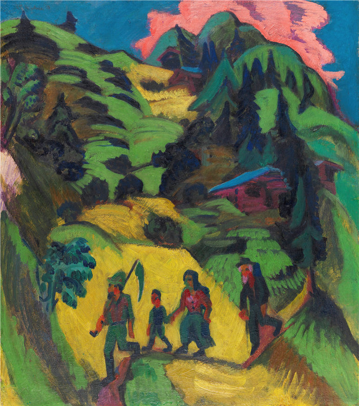 恩斯特·路德维希·基希纳（Ernst Ludwig Kirchner，德国画家）作品-还草（1918）