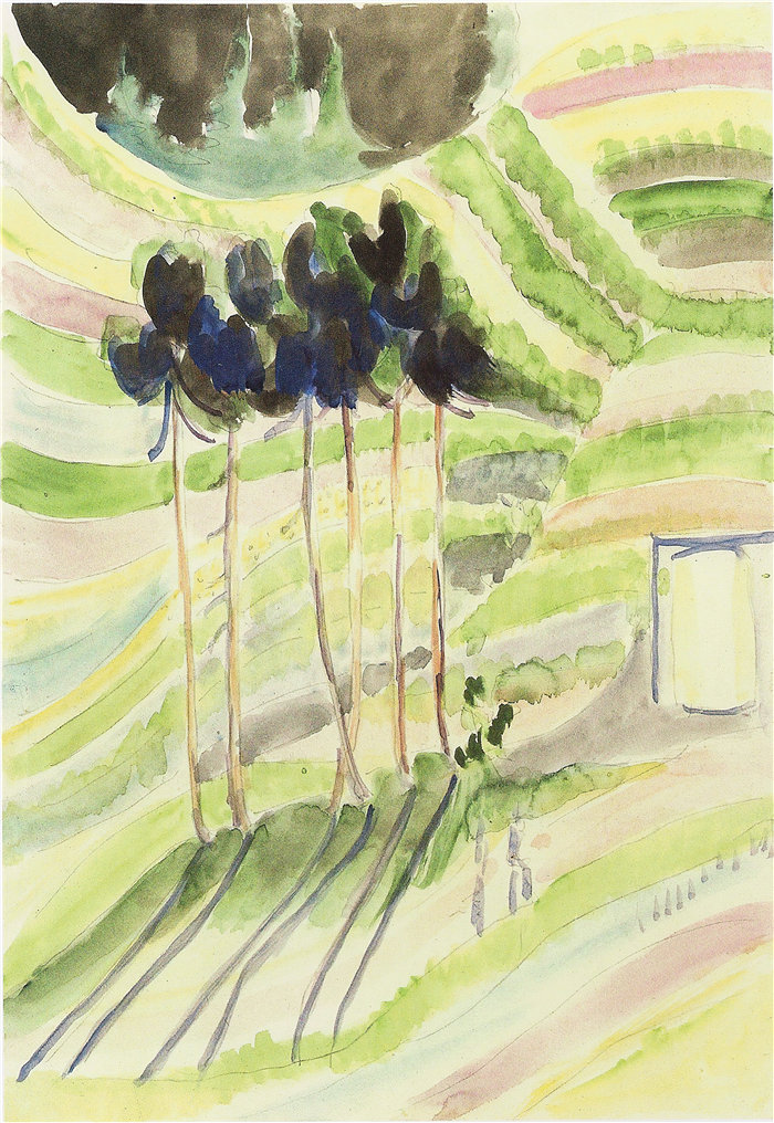 恩斯特·路德维希·基希纳（Ernst Ludwig Kirchner，德国画家）作品-树木（c.1935）