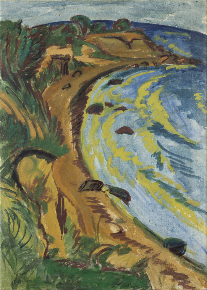 恩斯特·路德维希·基希纳（Ernst Ludwig Kirchner，德国画家）作品-费马恩海岸的海湾 (1913)