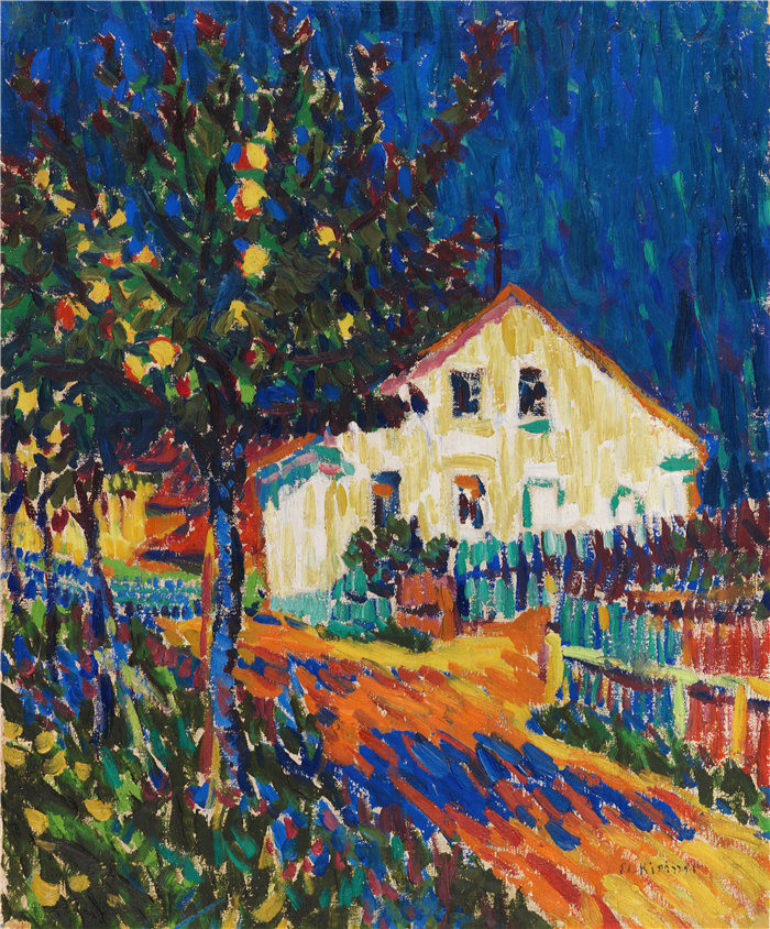 恩斯特·路德维希·基希纳（Ernst Ludwig Kirchner，德国画家）作品-苹果树村街（1907年）