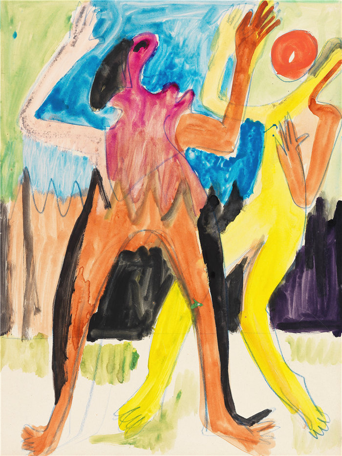恩斯特·路德维希·基希纳（Ernst Ludwig Kirchner，德国画家）作品-球赛夫妻（1933）