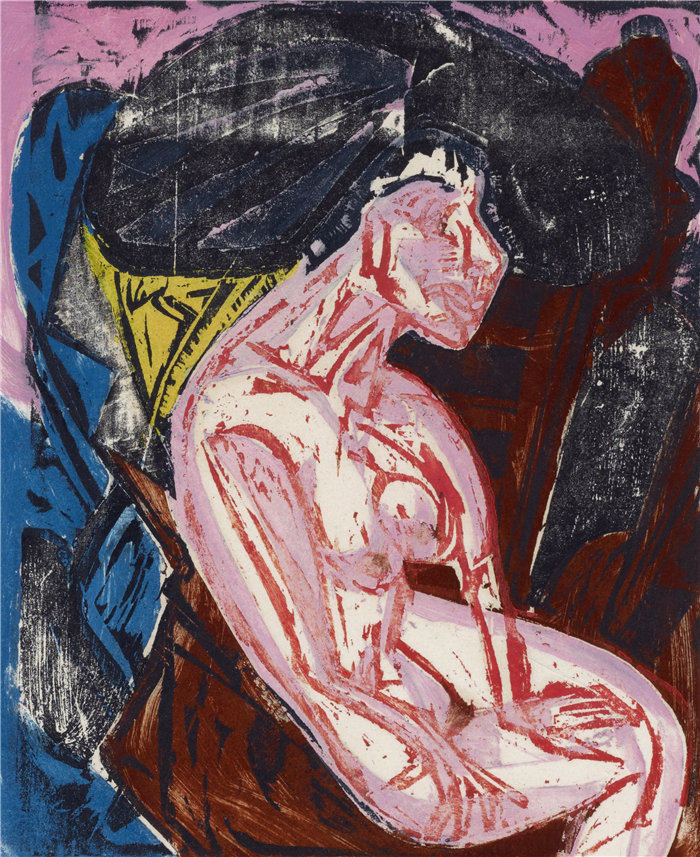 恩斯特·路德维希·基希纳(Ernst Ludwig Kirchner,德国画家)作品-死神 (1915)