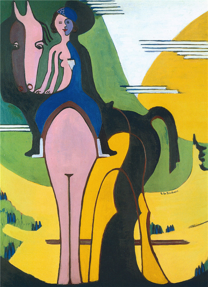 恩斯特·路德维希·基希纳（Ernst Ludwig Kirchner，德国画家）作品-女骑手（1931 - 1932）