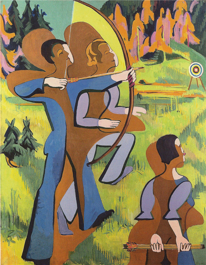 恩斯特·路德维希·基希纳(Ernst Ludwig Kirchner,德国画家)作品-弓箭手(1935 - 1937)