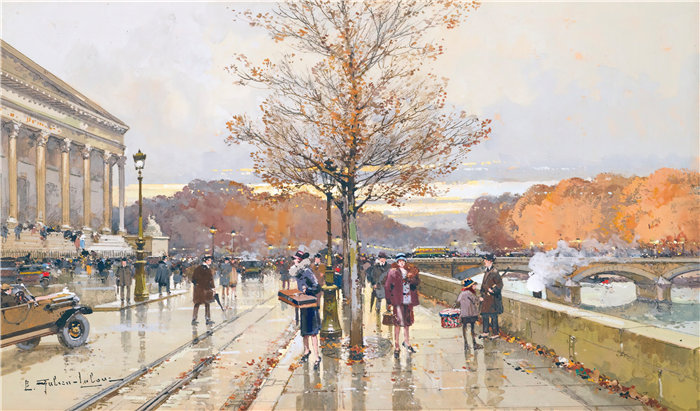 尤金·加利安-拉卢（Eugène Galien-Laloue，法国画家）作品--国民议会与协和桥