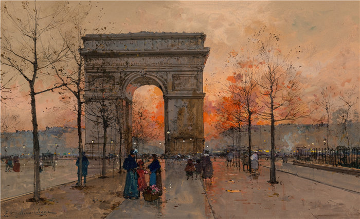 尤金·加利安-拉卢（Eugène Galien-Laloue，法国画家）作品--凯旋门，星辰广场