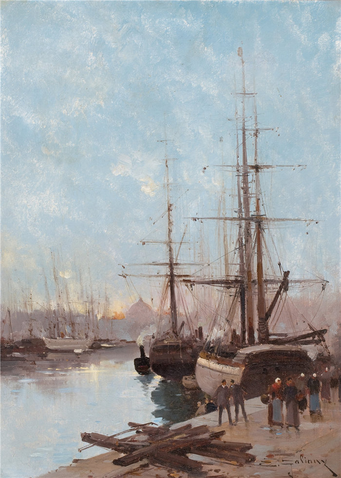 尤金·加利安-拉卢（Eugène Galien-Laloue，法国画家）作品--海港场景