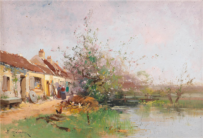 尤金·加利安-拉卢（Eugène Galien-Laloue，法国画家）作品--巴丘弗的春日