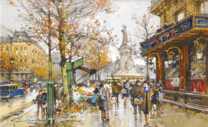 尤金·加利安-拉卢(Eugène Galien-Laloue,法国画家)作品--共和国广场
