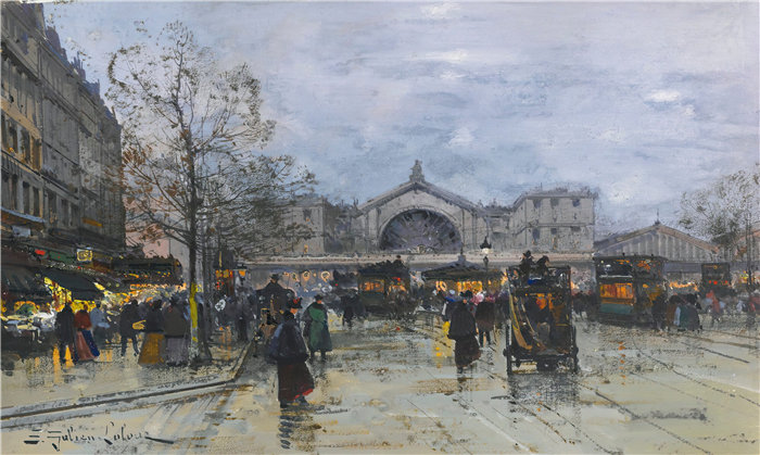 尤金·加利安-拉卢（Eugène Galien-Laloue，法国画家）作品--东站