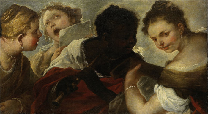 卢卡·佐丹奴 (Luca Giordano，意大利画家) 作品-四个女人做音乐（1658 - 1660）