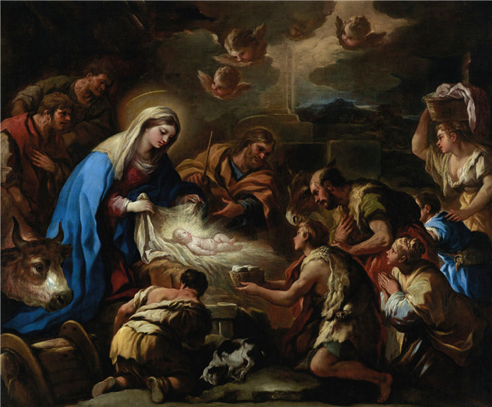 卢卡·佐丹奴 (Luca Giordano，意大利画家) 作品-牧羊人的崇拜