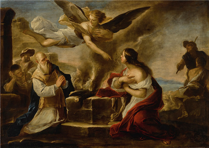 卢卡·佐丹奴 (Luca Giordano，意大利画家) 作品-玛挪亚的牺牲