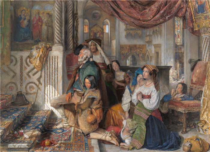 约翰·弗雷德里克·刘易斯（John Frederick Lewis英国画家）作品-罗马朝圣者 (1854)