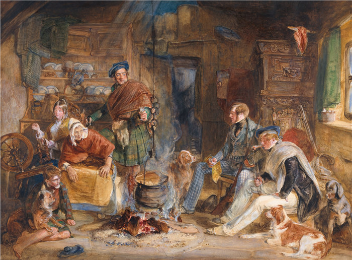 约翰·弗雷德里克·刘易斯(John Frederick Lewis英国画家)作品-高地款待 (1832)