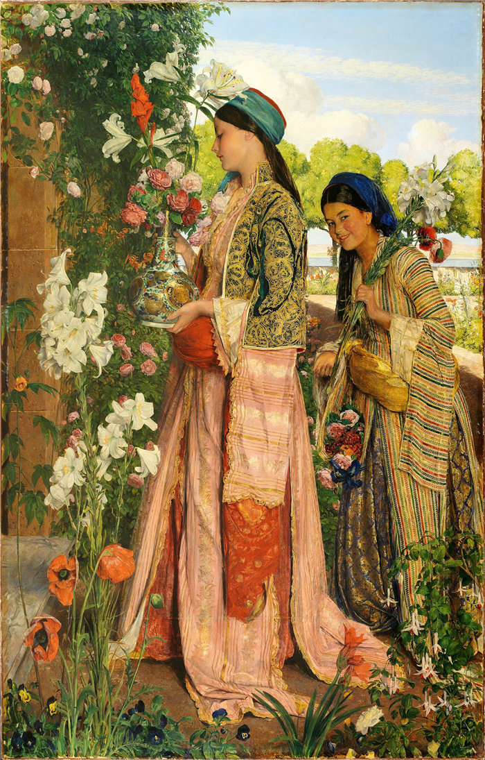 约翰·弗雷德里克·刘易斯（John Frederick Lewis英国画家）作品-金百合 (1871)