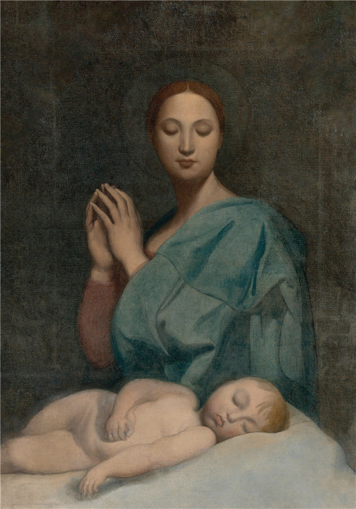 让·奥古斯特·多米尼克·安格尔（Jean Auguste Dominique Ingres，法国画家）-圣母与沉睡的婴儿耶稣
