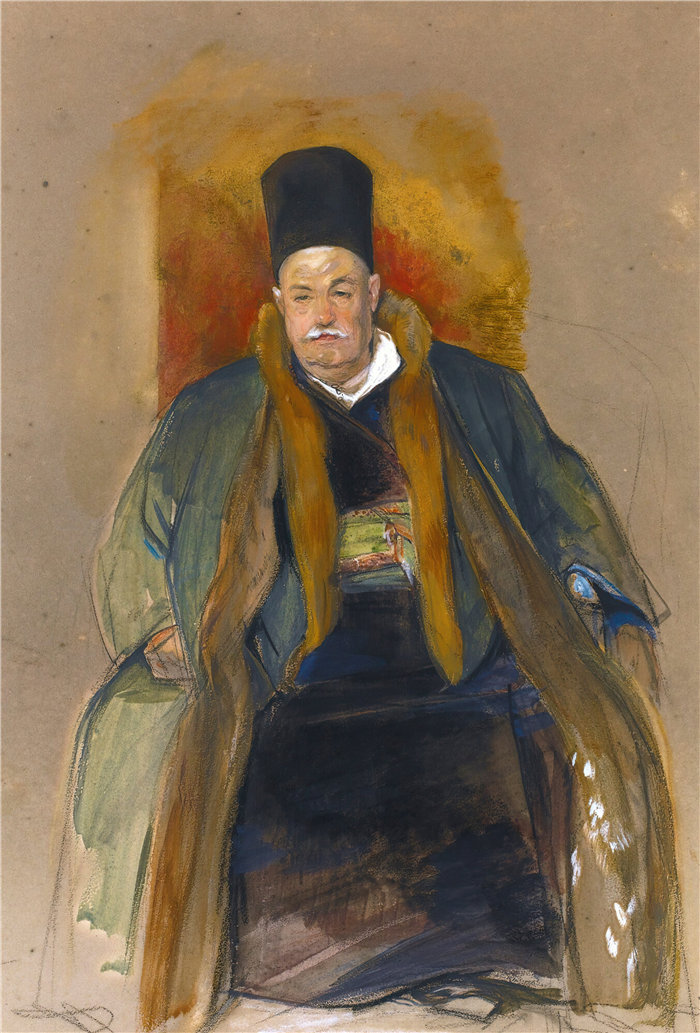 约翰·弗雷德里克·刘易斯（John Frederick Lewis英国画家）作品-Terapia 的繁荣商人的肖像
