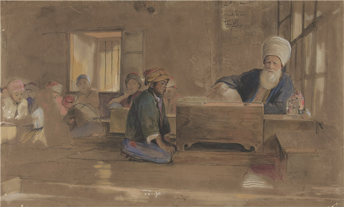 约翰·弗雷德里克·刘易斯（John Frederick Lewis英国画家）作品-阿拉伯学校（1841–51）