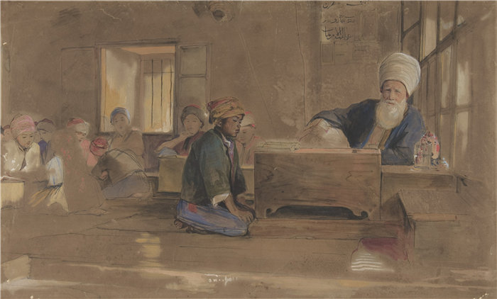 约翰·弗雷德里克·刘易斯(John Frederick Lewis英国画家)作品-阿拉伯学校(1841–51)